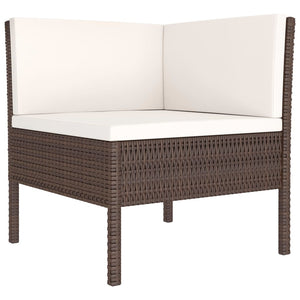vidaXL 3-Piece Garden Lounge Set with Cushions Poly Rattan Brown