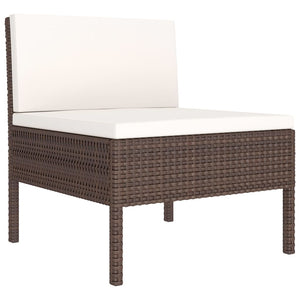vidaXL 3-Piece Garden Lounge Set with Cushions Poly Rattan Brown