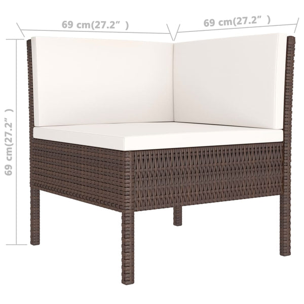 vidaXL 3-Piece Garden Lounge Set with Cushions Poly Rattan Brown