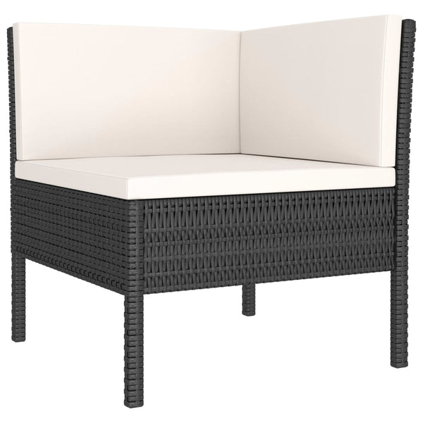 vidaXL 3-Piece Garden Lounge Set with Cushions Poly Rattan Black