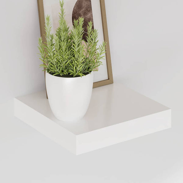 vidaXL Floating Shelves 2 pcs. High Gloss White 23x23.5x3.8 cm MDF
