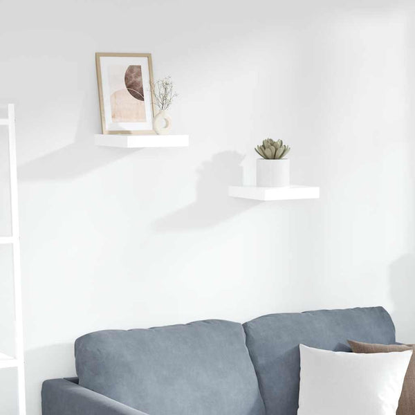 vidaXL Floating Shelves 2 pcs. High Gloss White 23x23.5x3.8 cm MDF