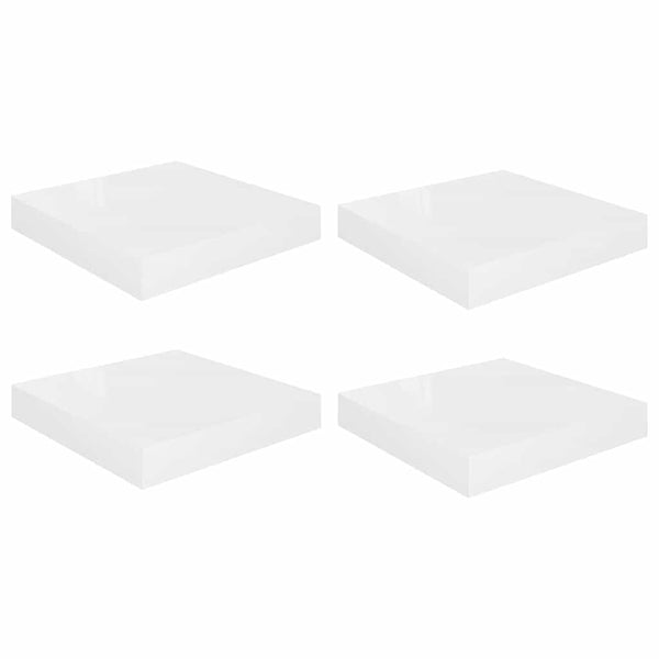 vidaXL Floating Shelves 4 pcs High Gloss White 23x23.5x3.8 cm MDF