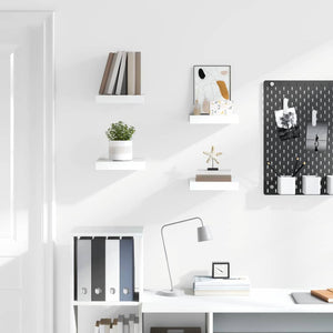 vidaXL Floating Shelves 4 pcs High Gloss White 23x23.5x3.8 cm MDF