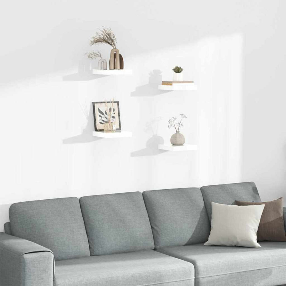 vidaXL Floating Shelves 4 pcs High Gloss White 23x23.5x3.8 cm MDF