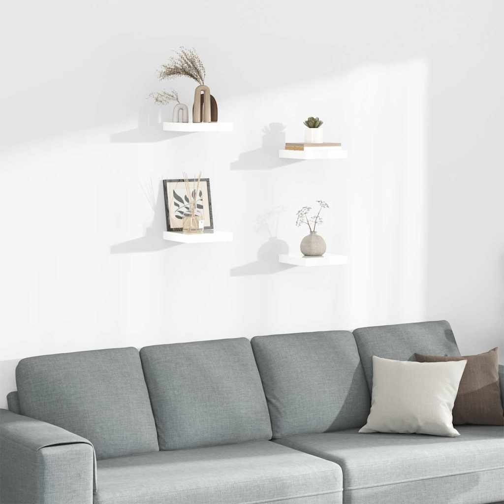vidaXL Floating Shelves 4 pcs High Gloss White 23x23.5x3.8 cm MDF