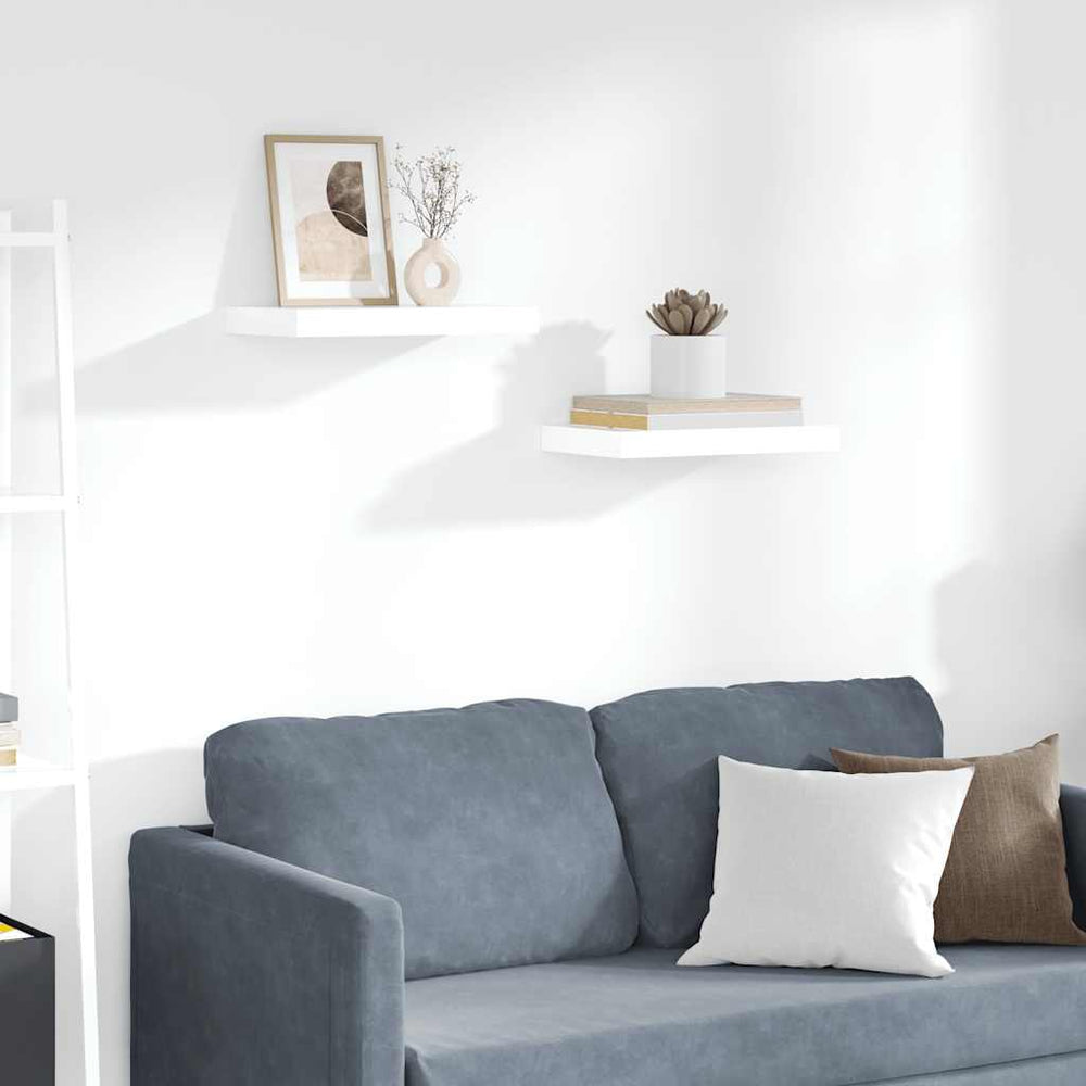 vidaXL Floating Shelves 2 pcs High Gloss White 40x23x3.8 cm MDF