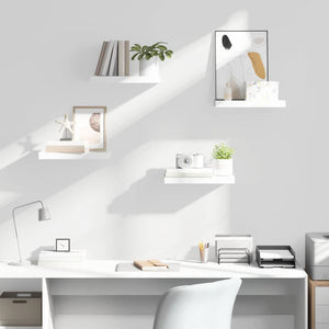 vidaXL Floating Shelves 4 pcs. High Gloss White 40x23x3.8 cm MDF