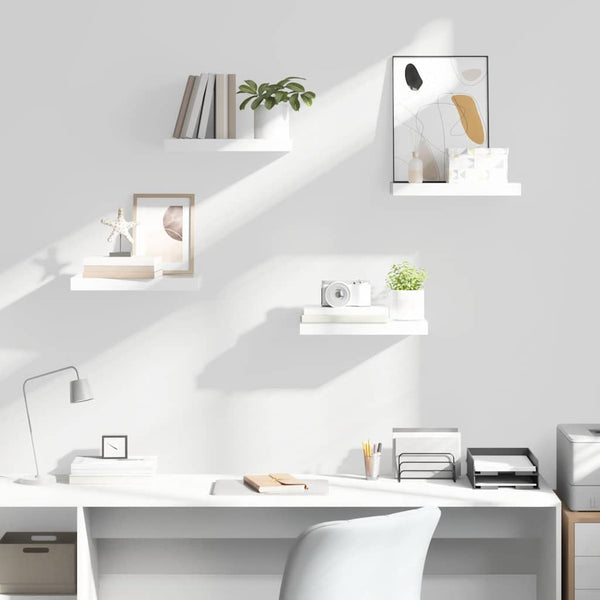 vidaXL Floating Shelves 4 pcs. High Gloss White 40x23x3.8 cm MDF