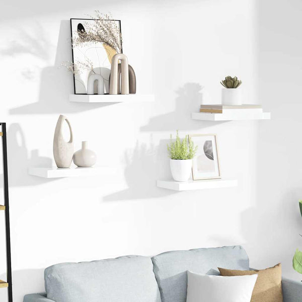 vidaXL Floating Shelves 4 pcs. High Gloss White 40x23x3.8 cm MDF