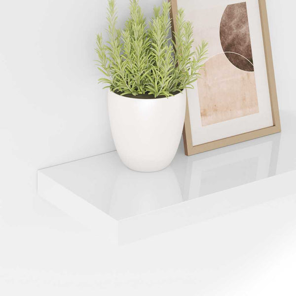 vidaXL Floating Wall Shelf High Gloss White 50x23x3.8 cm MDF