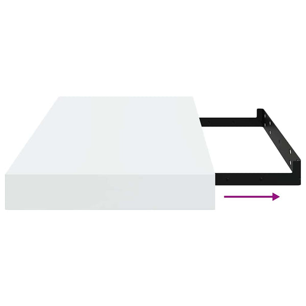 vidaXL Floating Shelves 2 pcs High Gloss White 50x23x3.8 cm MDF
