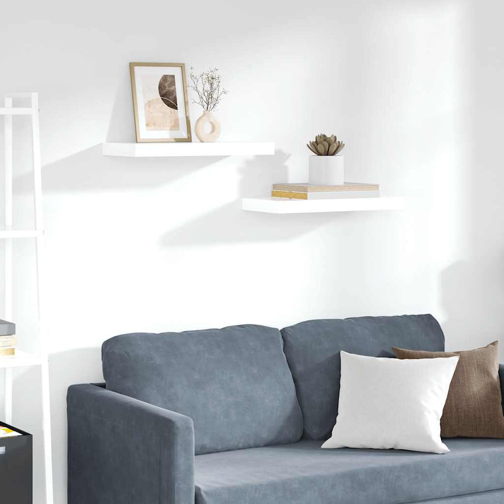 vidaXL Floating Shelves 2 pcs High Gloss White 50x23x3.8 cm MDF