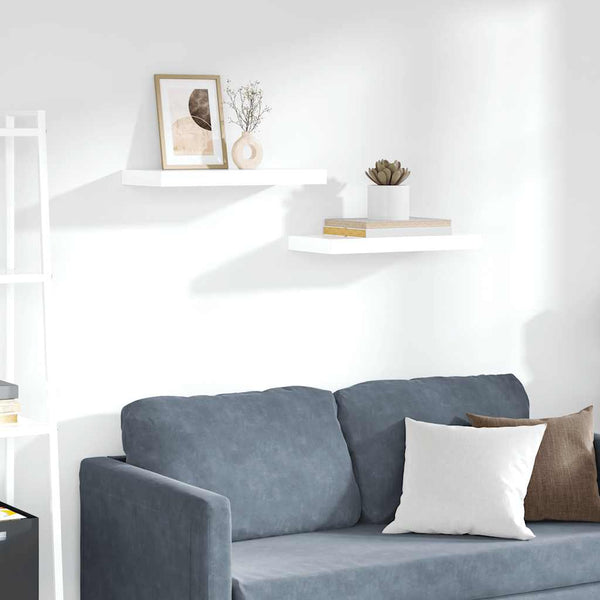 vidaXL Floating Shelves 2 pcs High Gloss White 50x23x3.8 cm MDF