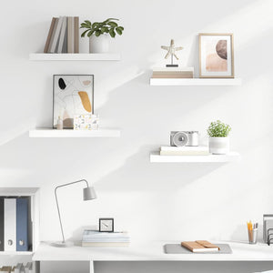 vidaXL Floating Shelves 4 pcs. High Gloss White 50x23x3.8 cm MDF