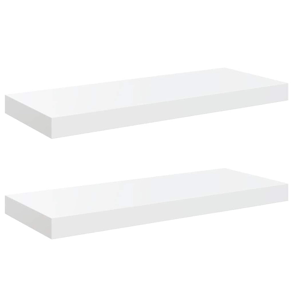 vidaXL Floating Shelves 2 pcs. High Gloss White 60x23.5x3.8 cm MDF