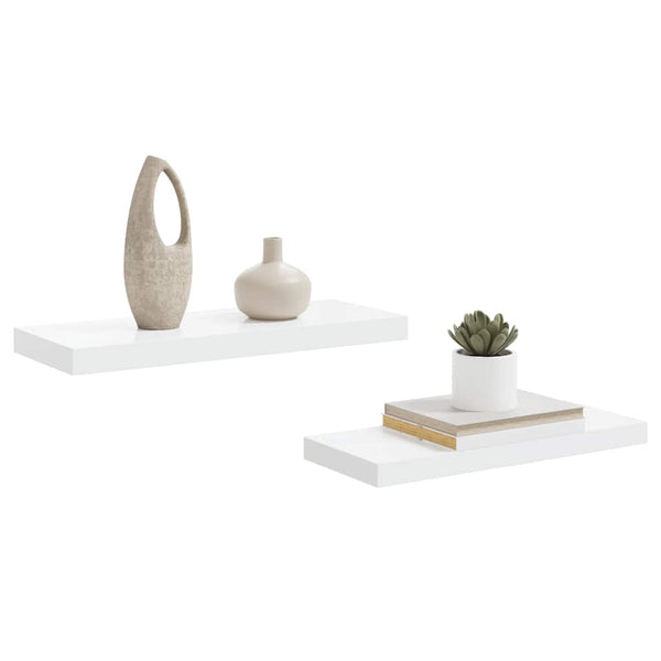 vidaXL Floating Shelves 2 pcs. High Gloss White 60x23.5x3.8 cm MDF