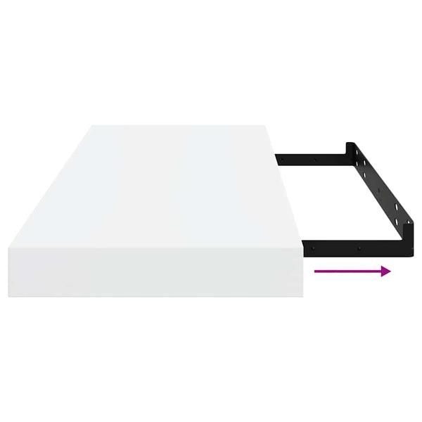 vidaXL Floating Shelves 2 pcs. High Gloss White 60x23.5x3.8 cm MDF