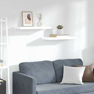 vidaXL Floating Shelves 2 pcs. High Gloss White 60x23.5x3.8 cm MDF