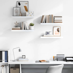 vidaXL Floating Shelves 4 pcs High Gloss White 60x23.5x3.8 cm MDF