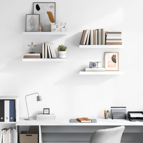 vidaXL Floating Shelves 4 pcs High Gloss White 60x23.5x3.8 cm MDF