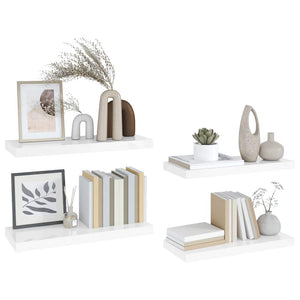 vidaXL Floating Shelves 4 pcs High Gloss White 60x23.5x3.8 cm MDF