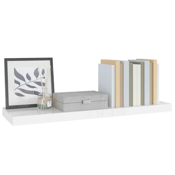 vidaXL Floating Wall Shelf High Gloss White 80x23.5x3.8 cm MDF