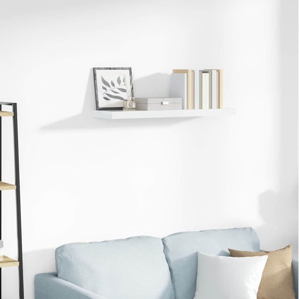 vidaXL Floating Wall Shelf High Gloss White 80x23.5x3.8 cm MDF