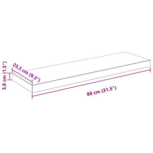 vidaXL Floating Wall Shelves 2 pcs High Gloss White 80x23.5x3.8 cm MDF