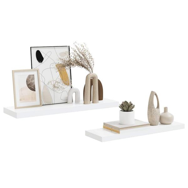 vidaXL Floating Wall Shelves 2 pcs High Gloss White 80x23.5x3.8 cm MDF