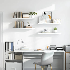 vidaXL Floating Shelves 4 pcs. High Gloss White 80x23.5x3.8 cm MDF