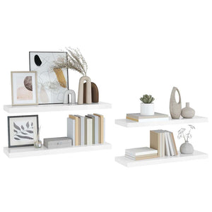 vidaXL Floating Shelves 4 pcs. High Gloss White 80x23.5x3.8 cm MDF