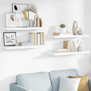 vidaXL Floating Shelves 4 pcs. High Gloss White 80x23.5x3.8 cm MDF