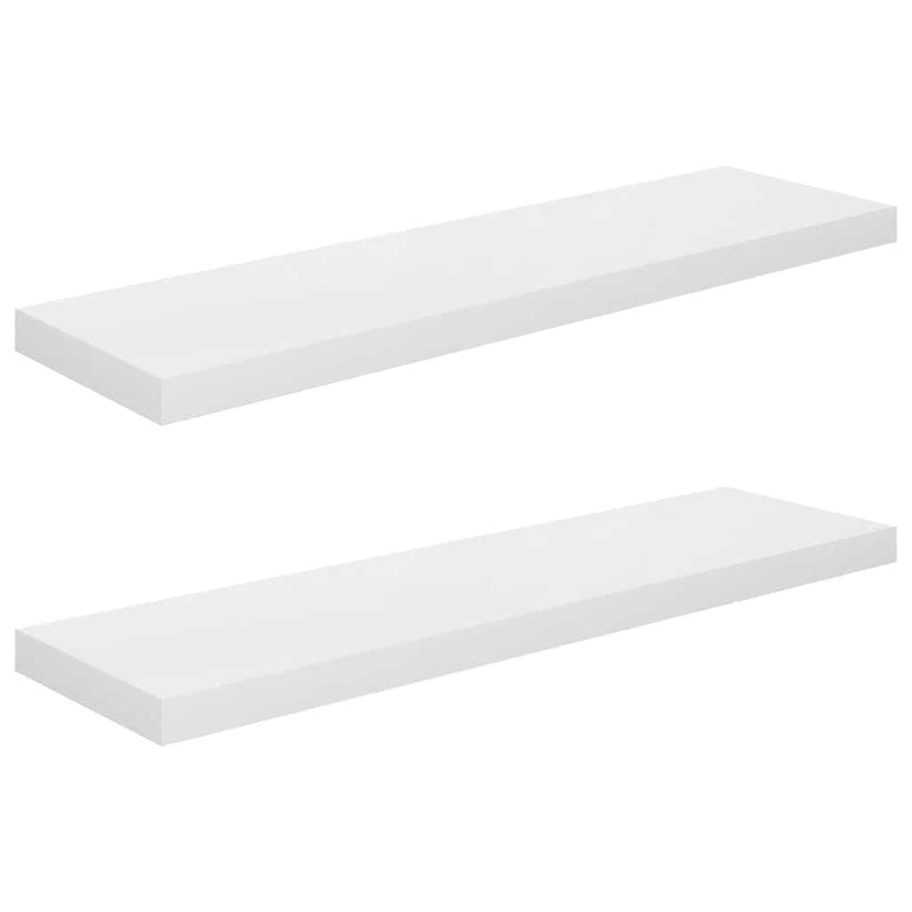 vidaXL Floating Wall Shelves 2 pcs. High Gloss White 90x23.5x3.8 cm MDF