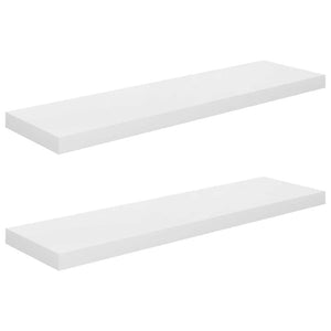 vidaXL Floating Wall Shelves 2 pcs. High Gloss White 90x23.5x3.8 cm MDF