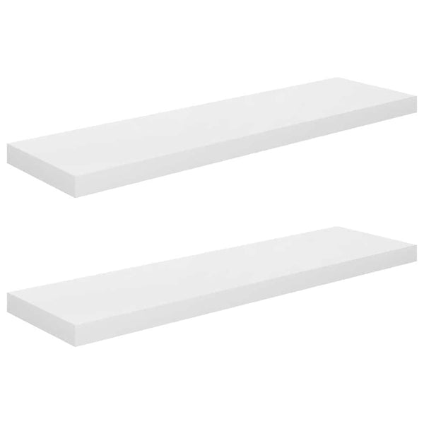 vidaXL Floating Wall Shelves 2 pcs. High Gloss White 90x23.5x3.8 cm MDF