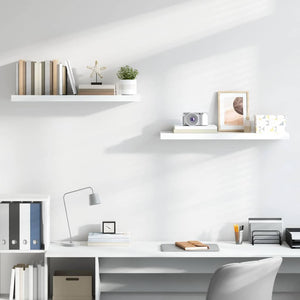 vidaXL Floating Wall Shelves 2 pcs. High Gloss White 90x23.5x3.8 cm MDF