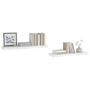 vidaXL Floating Wall Shelves 2 pcs. High Gloss White 90x23.5x3.8 cm MDF