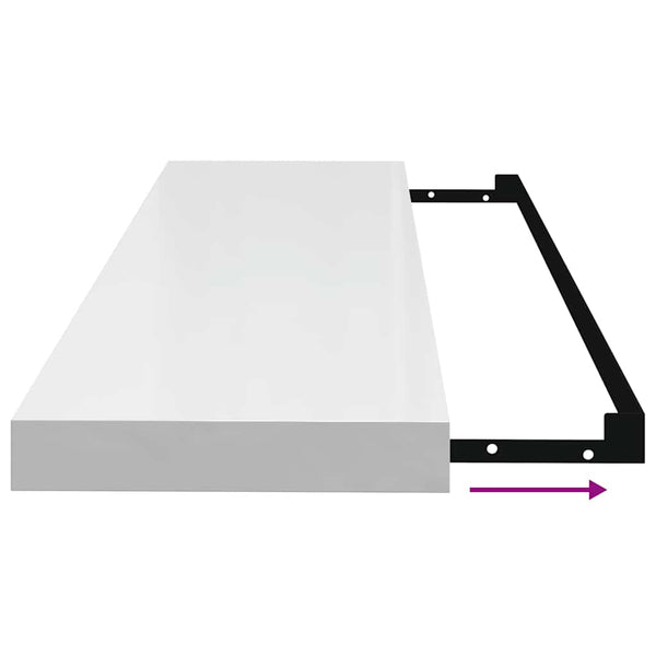 vidaXL Floating Wall Shelves 2 pcs. High Gloss White 90x23.5x3.8 cm MDF