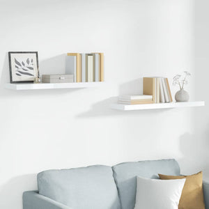 vidaXL Floating Wall Shelves 2 pcs. High Gloss White 90x23.5x3.8 cm MDF