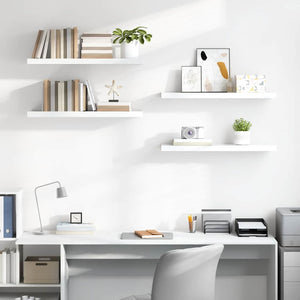 vidaXL Floating Shelves 4 pcs. High Gloss White 90x23.5x3.8 cm MDF