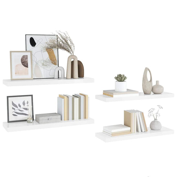 vidaXL Floating Shelves 4 pcs. High Gloss White 90x23.5x3.8 cm MDF