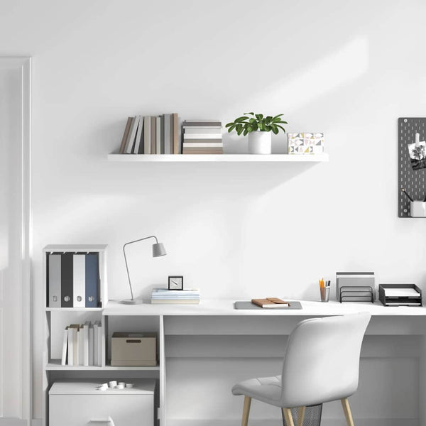 vidaXL Floating Shelf High Gloss White 120x23.5x3.8 cm MDF