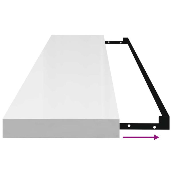 vidaXL Floating Shelf High Gloss White 120x23.5x3.8 cm MDF