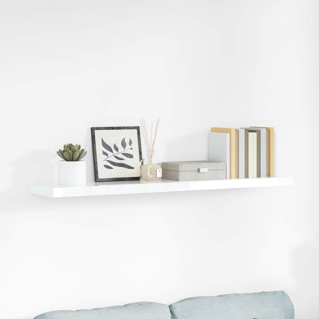 vidaXL Floating Shelf High Gloss White 120x23.5x3.8 cm MDF