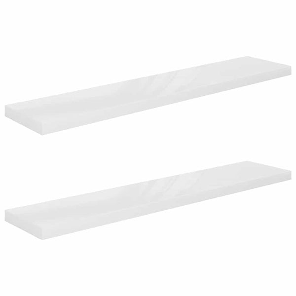 vidaXL Floating Shelves 2 pcs High Gloss White 120x23.5x3.8 cm MDF