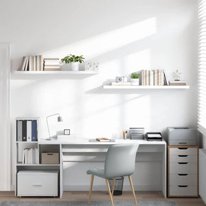 vidaXL Floating Shelves 2 pcs High Gloss White 120x23.5x3.8 cm MDF