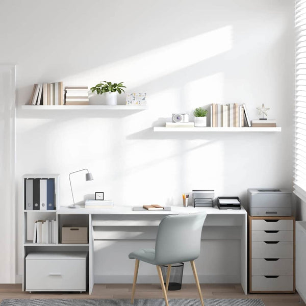 vidaXL Floating Shelves 2 pcs High Gloss White 120x23.5x3.8 cm MDF