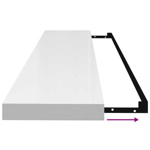 vidaXL Floating Shelves 2 pcs High Gloss White 120x23.5x3.8 cm MDF