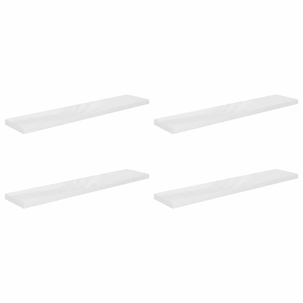 vidaXL Floating Wall Shelves 4 pcs. High-Gloss White 120x23.5x3.8 cm MDF